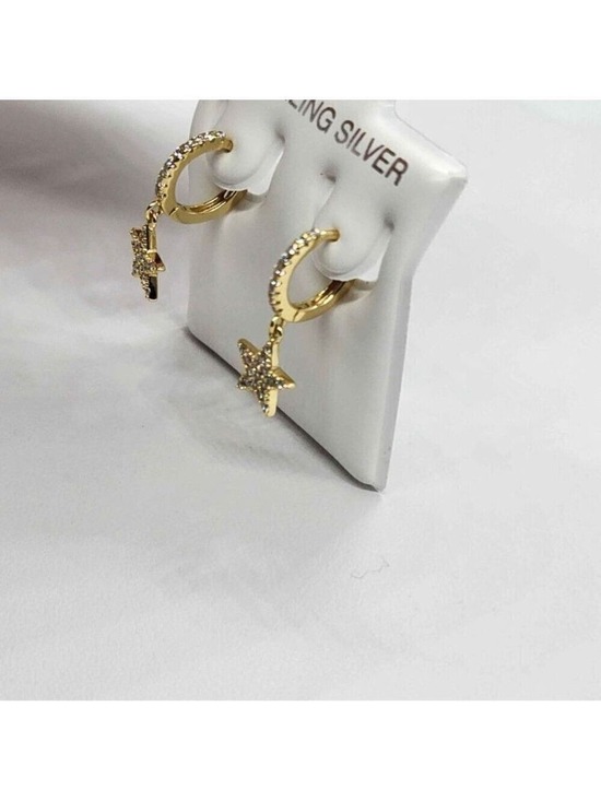 Jewelry - Brand New  Sterling Silver 925 CZ Star Huggy Earrings